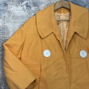 Vintage 60s Mod Blazer Womens Est L Mustard Yellow Union Made Jackie O Coat